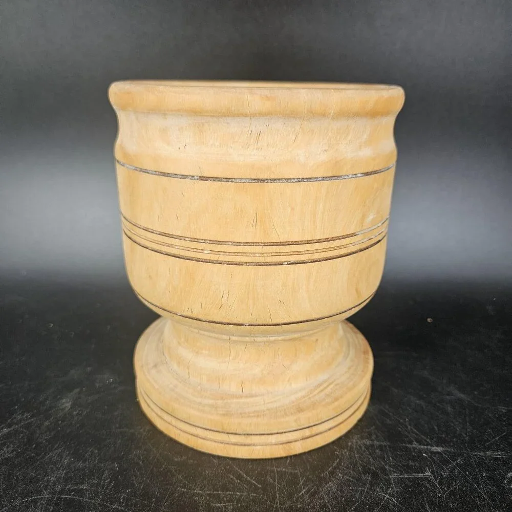 Hand Turned Wood Pedestal Vase Planter Goblet Rustic Boho Farmhouse Decor Home